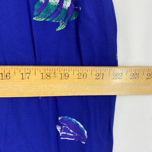 Connie Choi Womens Medium Sleeveless Maxi Dress Blue Fish Seashell Print Vintage - Picture 10 of 11